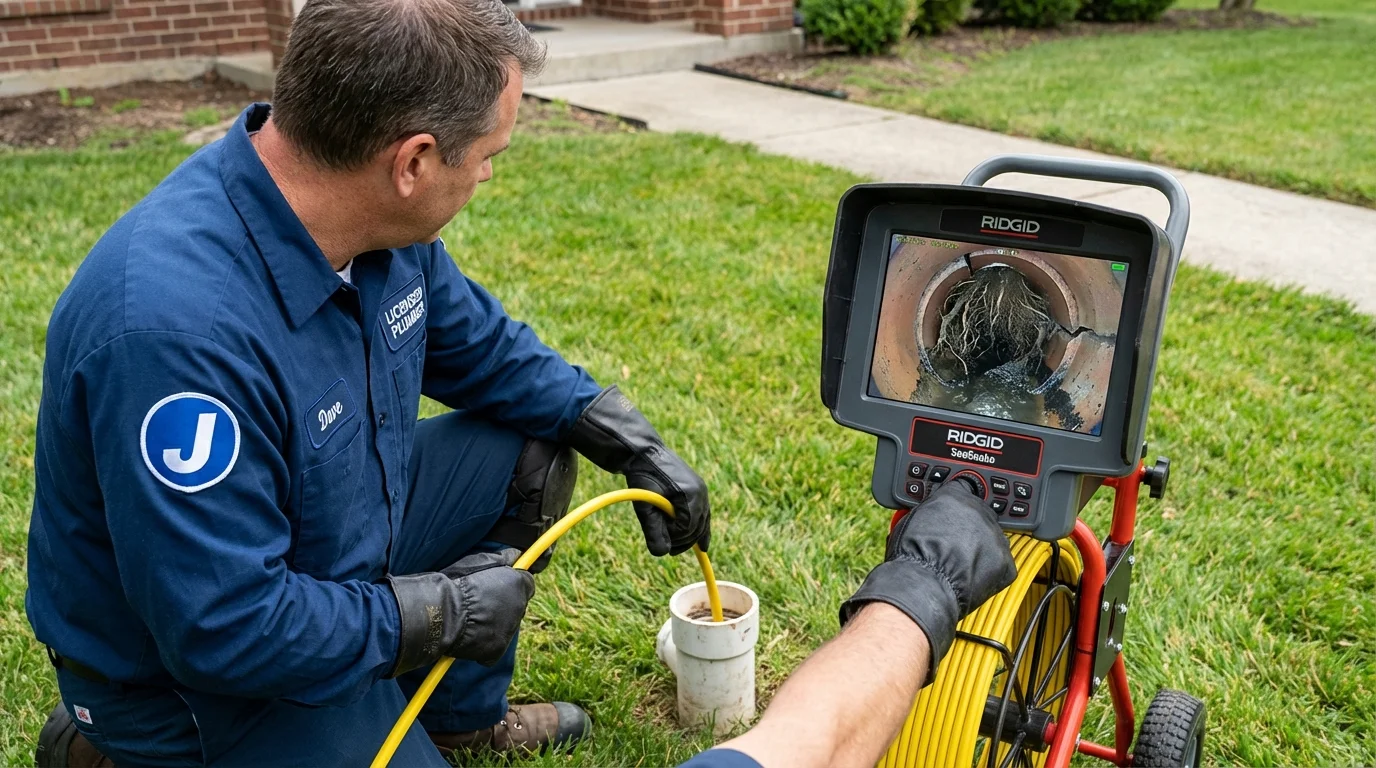 Sewer camera inspection being performed by Johns Plumbing LLC in Perry
